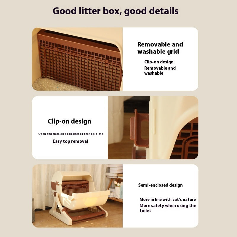 Open Tilting Cat Toilet Extra Large Semi-automatic Litter Box Pawsentialshub