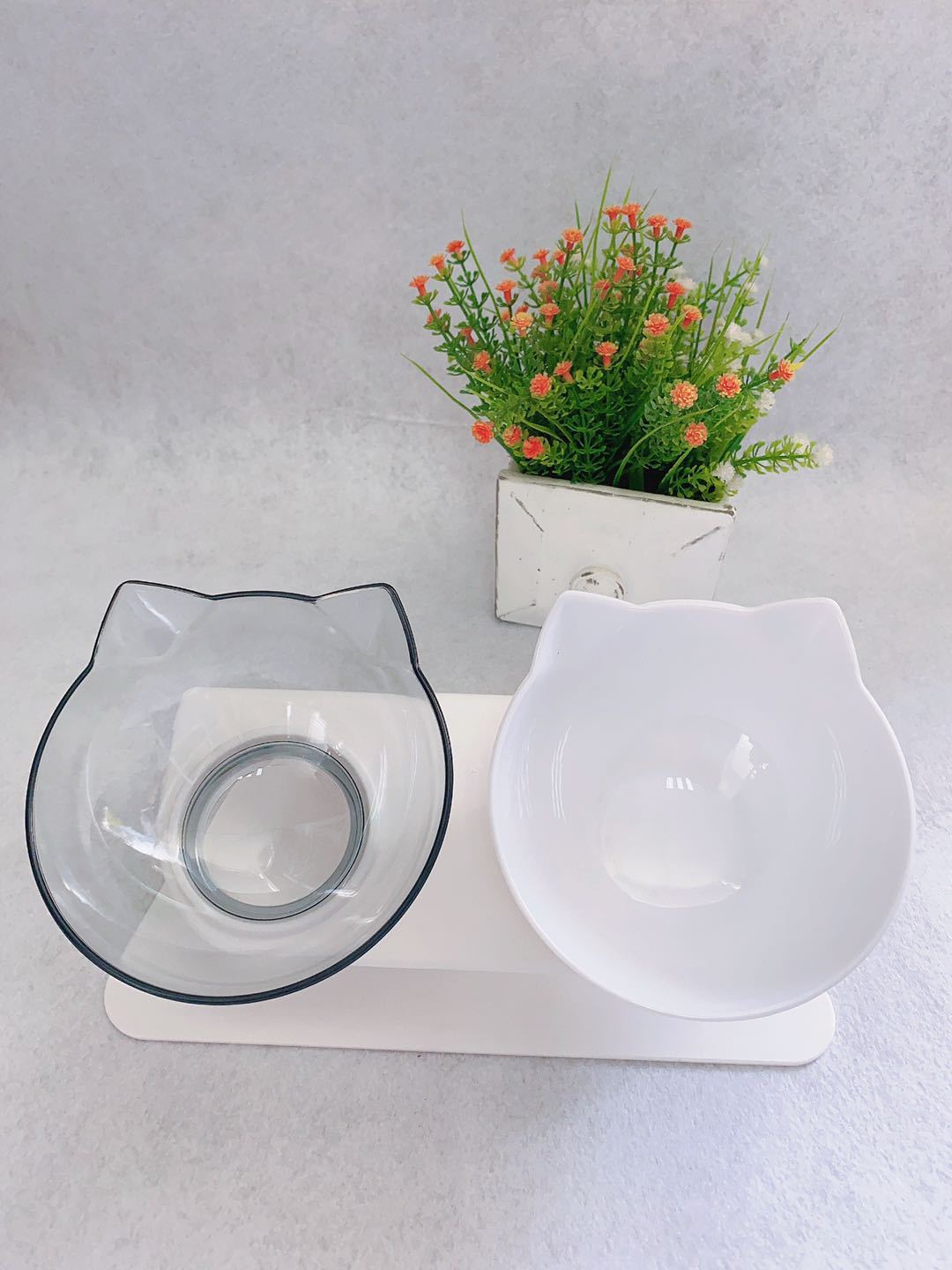 Cat Double Bowl Cat Food Bowl Protects Cervical Vertebra - Pawsentialshub