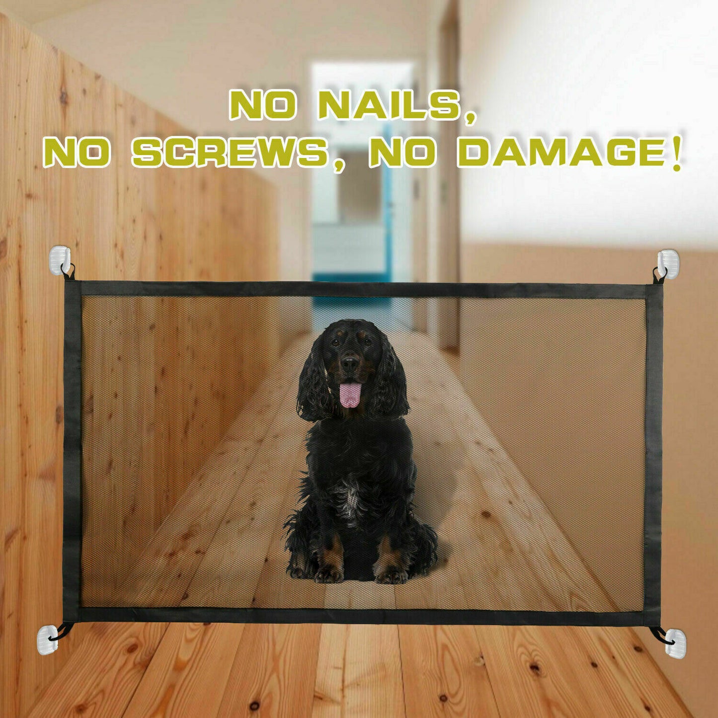 Pets Dog Cat Baby Safety Gate Mesh Fence Magic Portable Guard Net Stairs Doors - Pawsentialshub