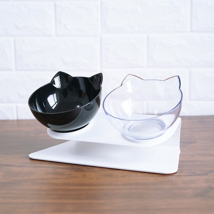 Cat Double Bowl Cat Food Bowl Protects Cervical Vertebra - Pawsentialshub
