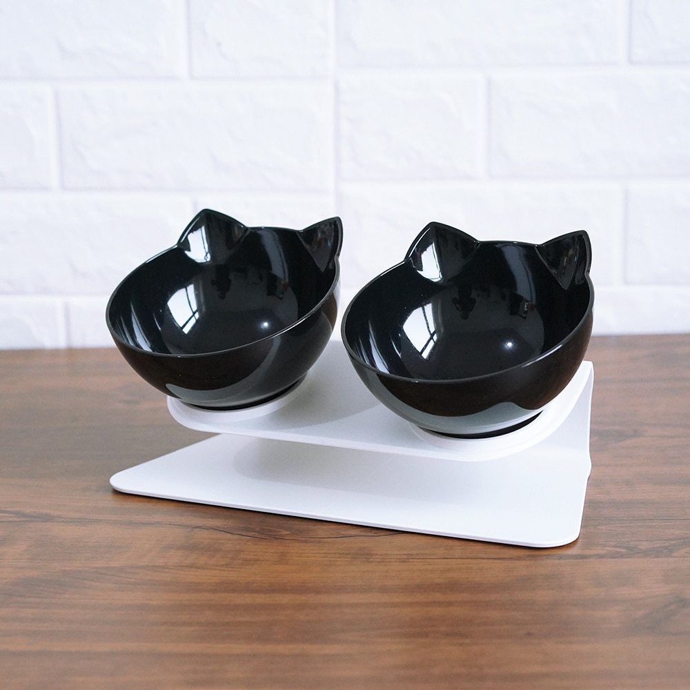 Cat Double Bowl Cat Food Bowl Protects Cervical Vertebra - Pawsentialshub