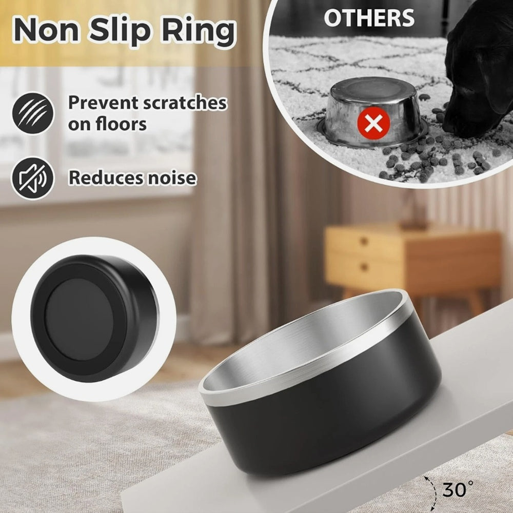 Dog Bowl, Stainless Steel Dog Food And Water Bowl With Non Slip Quiet Bottom, Easy To Clean, Dishwasher Safe, 42oz Pawsentialshub