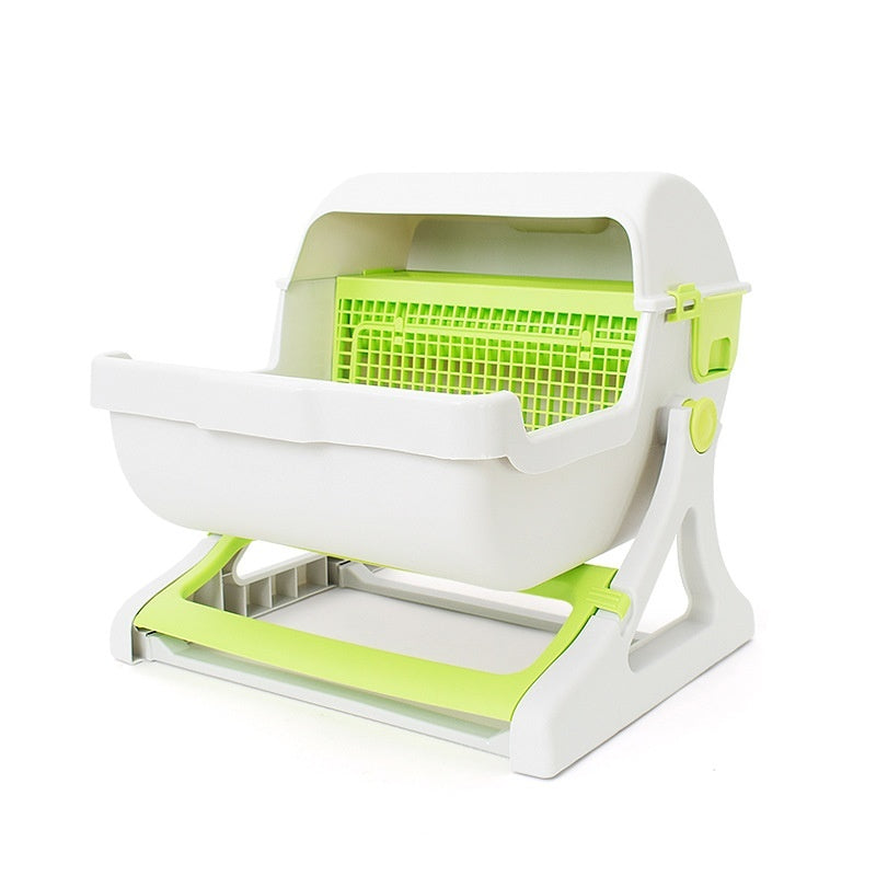 Open Tilting Cat Toilet Extra Large Semi-automatic Litter Box Pawsentialshub