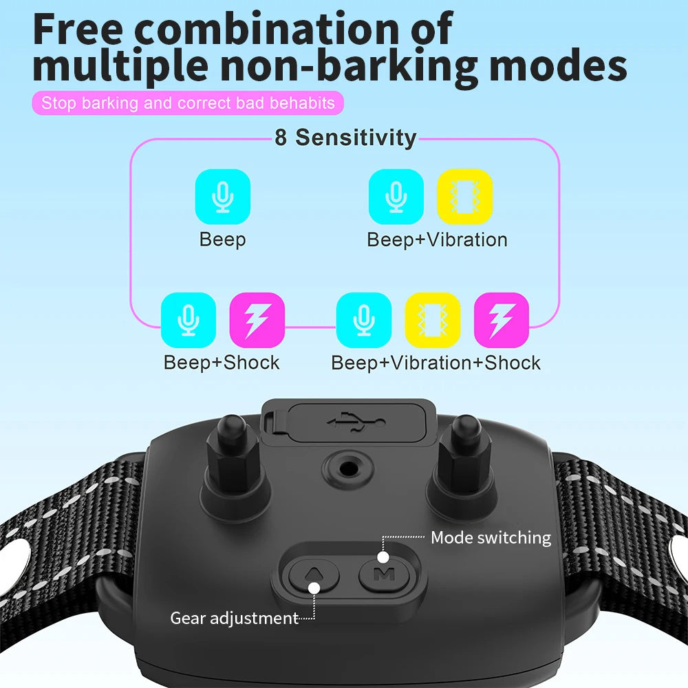 Smart Automatic Anti Barking Dog Collar Rechargeable Bark Stopper Stop Barking HD Digital Display IP67 Waterproof Collar For Dogs Pet Products - Pawsentialshub