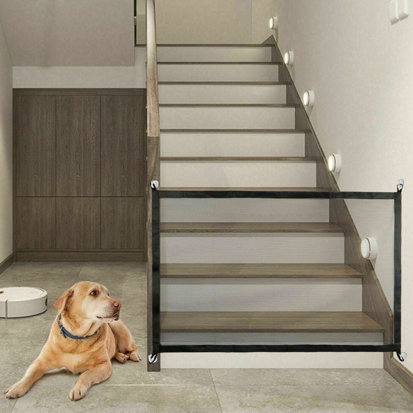 Pets Dog Cat Baby Safety Gate Mesh Fence Magic Portable Guard Net Stairs Doors - Pawsentialshub