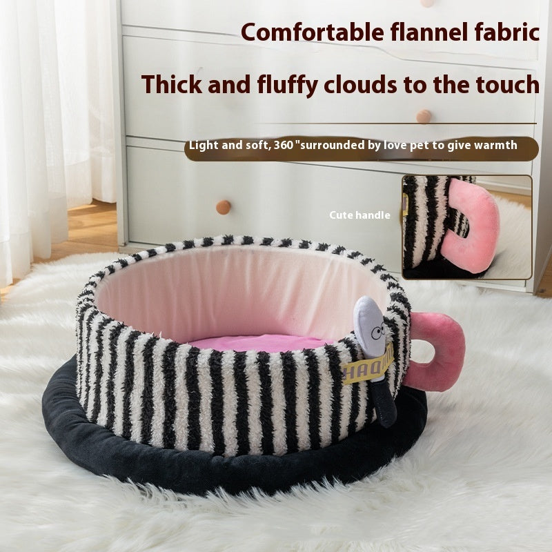Pet Cat Kennel Striped Three-piece Pet Supplies - Pawsentialshub