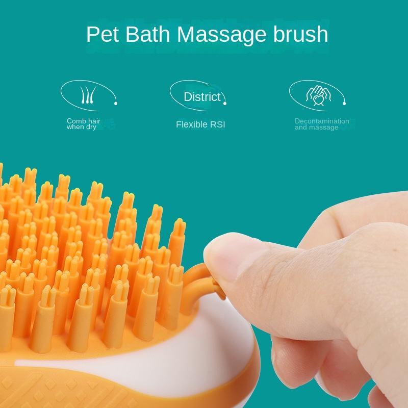 Dog Cat Bath Brush 2-in-1 Pet SPA Massage Comb Soft Silicone Pets Shower Hair Grooming Cmob Dog Cleaning Tool Pet Products null