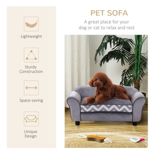 PawHut Dog Sofa Bed For XS-Sized Dogs, Cat Sofa With Soft Cushion, Pet Chair Lounge With Washable Cover, Removable Legs, Wooden Frame Pawsentianshub