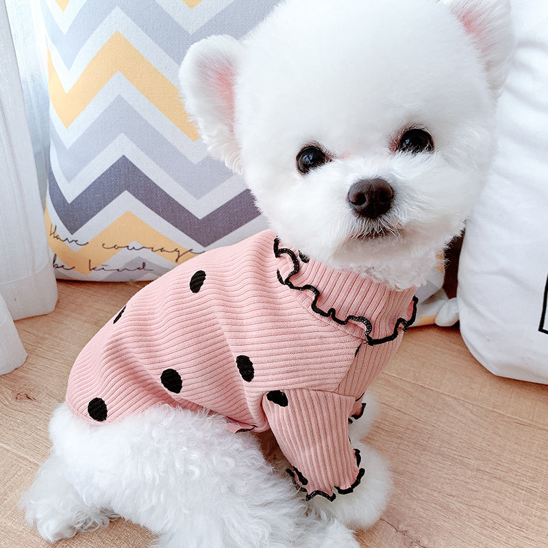 Dot turtleneck dog bottoming shirt - Pawsentialshub