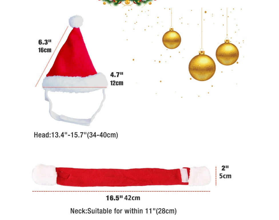 Pet supplies Christmas hat scarf set cat and dog small pet - Pawsentialshub