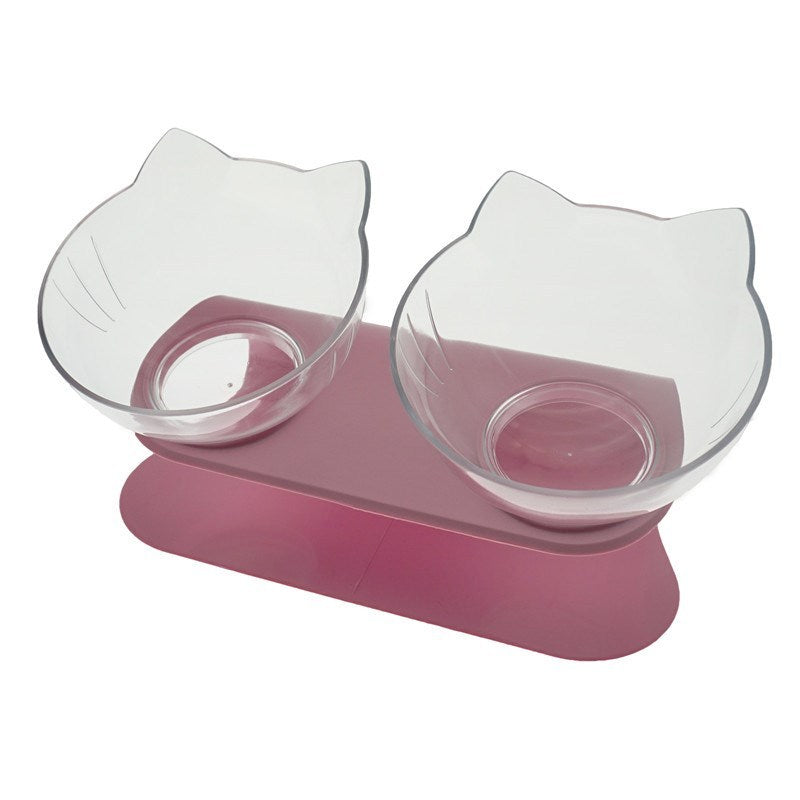 Cat Double Bowl Cat Food Bowl Protects Cervical Vertebra - Pawsentialshub