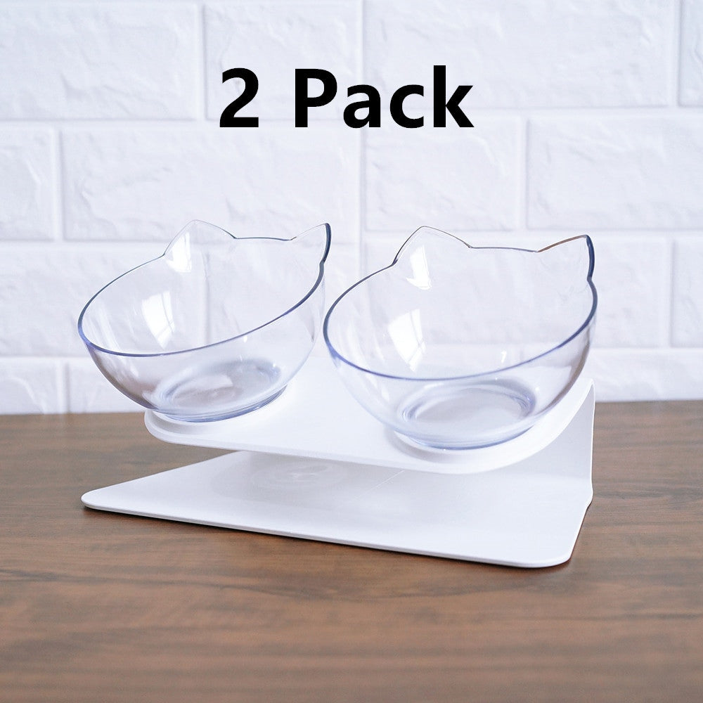 Cat Double Bowl Cat Food Bowl Protects Cervical Vertebra - Pawsentialshub