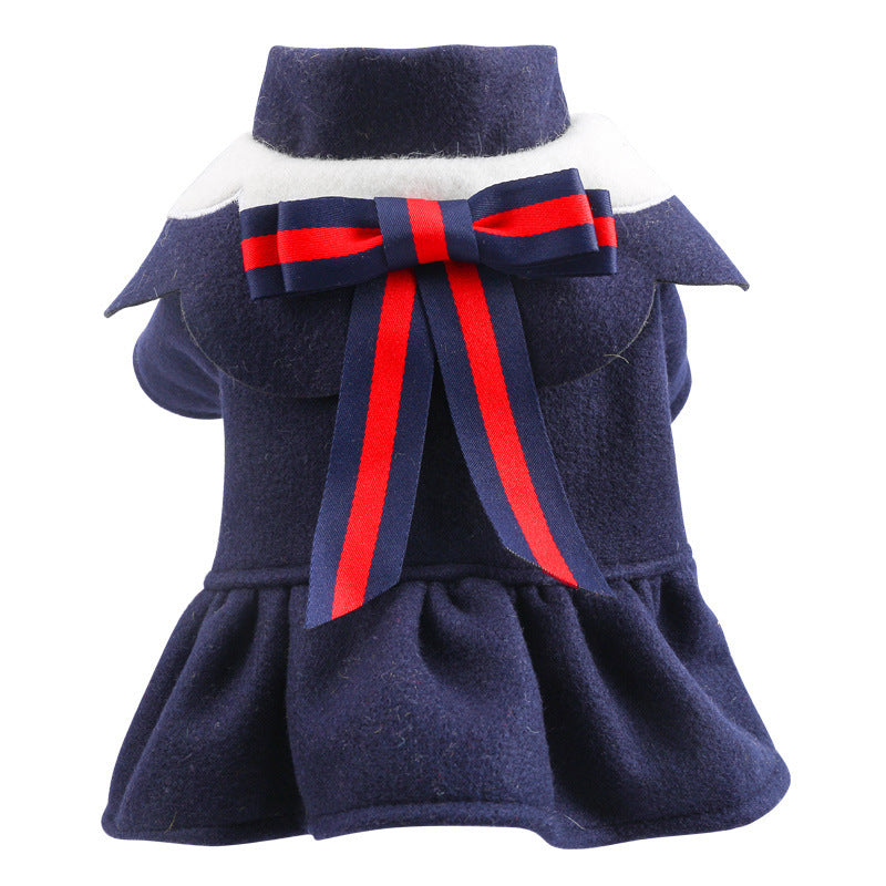 Pet Dog Cat Autumn And Winter Woolen Cloth Student British Style Cat And Aat Costume Pawsentialshub
