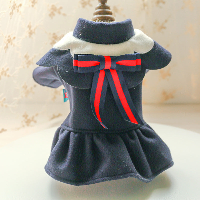 Pet Dog Cat Autumn And Winter Woolen Cloth Student British Style Cat And Aat Costume Pawsentialshub
