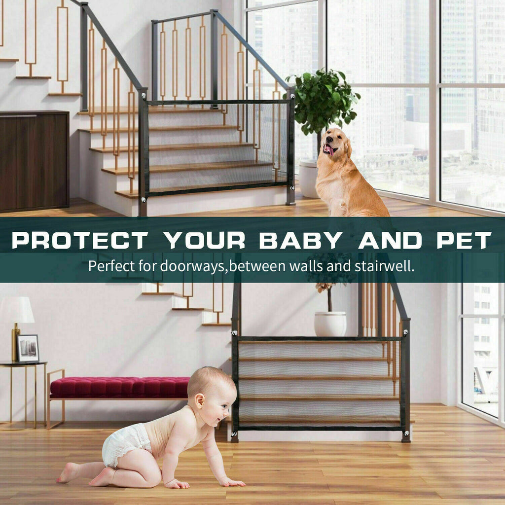 Pets Dog Cat Baby Safety Gate Mesh Fence Magic Portable Guard Net Stairs Doors - Pawsentialshub