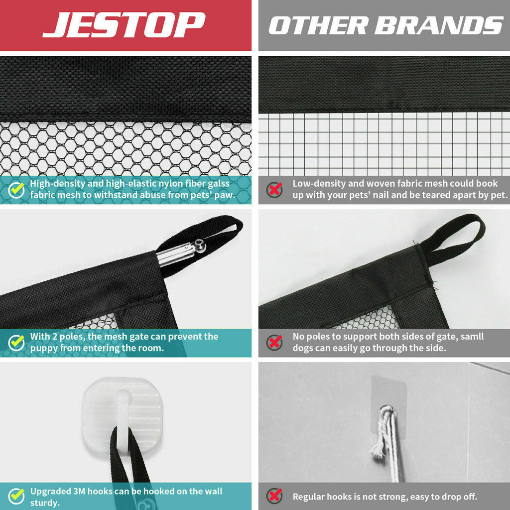 Pets Dog Cat Baby Safety Gate Mesh Fence Magic Portable Guard Net Stairs Doors - Pawsentialshub