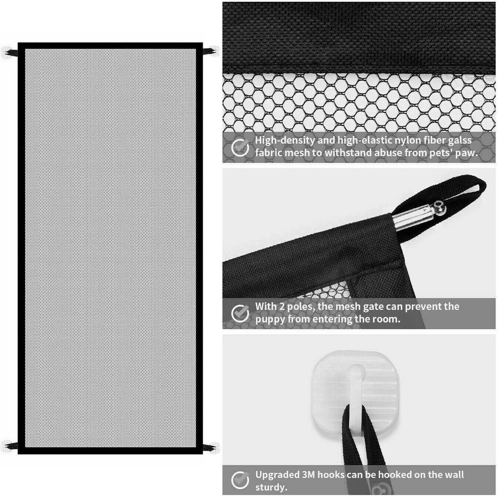 Pets Dog Cat Baby Safety Gate Mesh Fence Magic Portable Guard Net Stairs Doors - Pawsentialshub