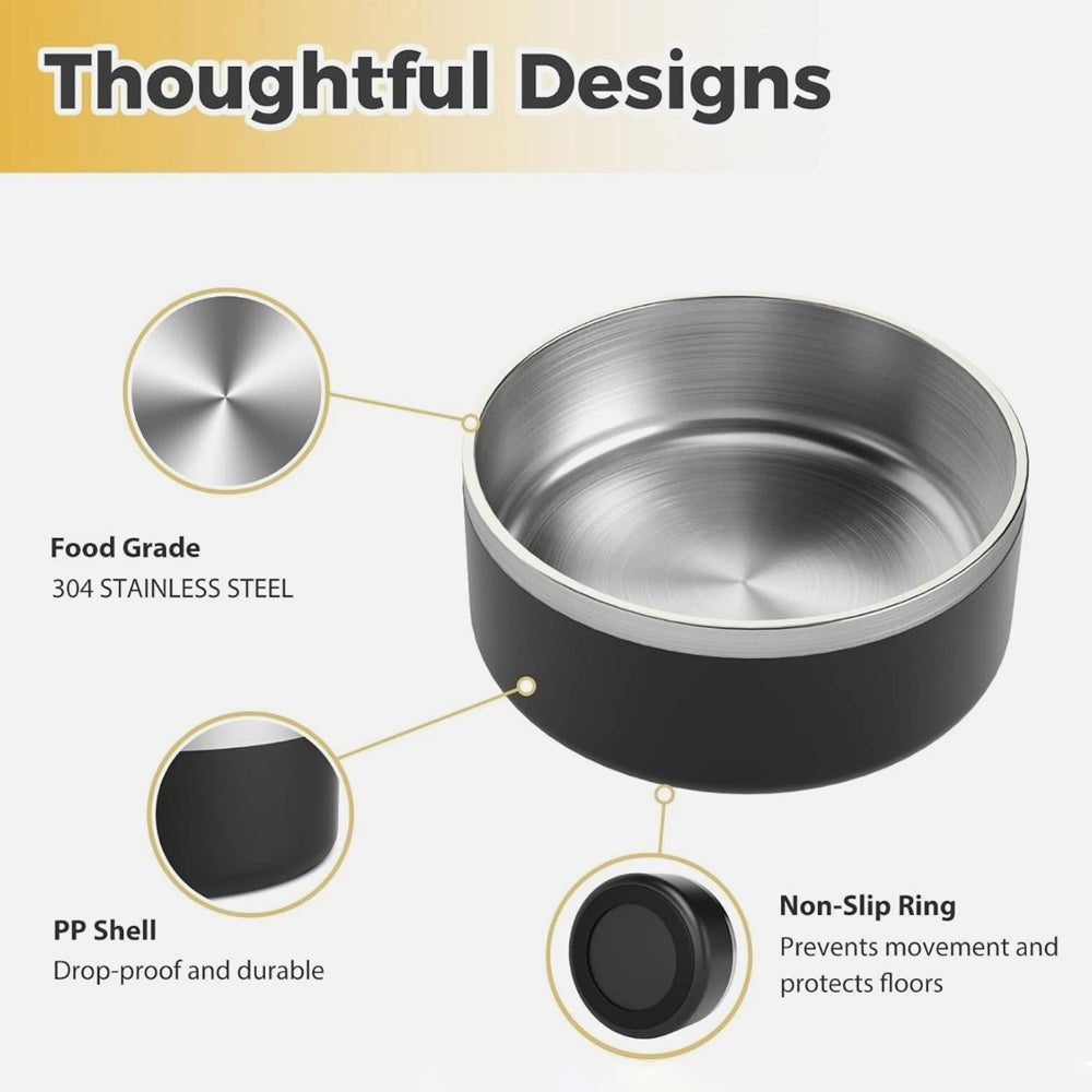 Dog Bowl, Stainless Steel Dog Food And Water Bowl With Non Slip Quiet Bottom, Easy To Clean, Dishwasher Safe, 42oz Pawsentialshub