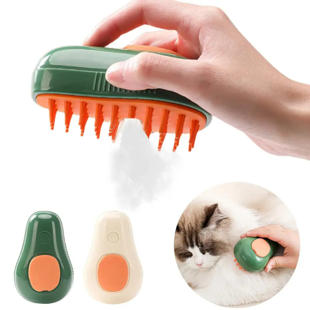 Steamy Cat Brush Cat Dog Grooming Comb Electric Self Cleaning Steam Cat Brush For Massage Avocado Shape Pet Spray Cat Grooming Pawsentianshub