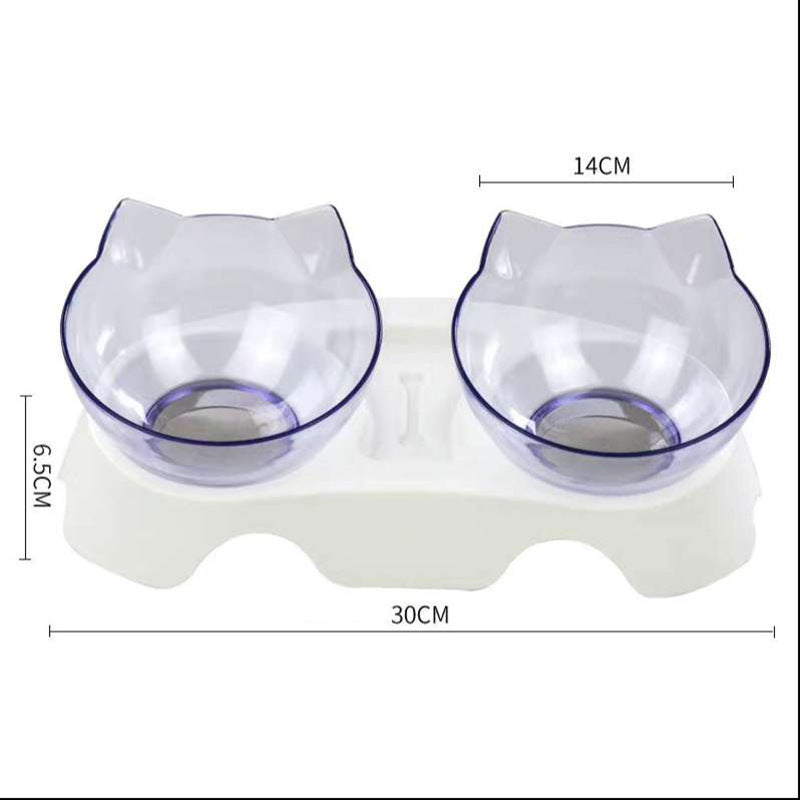 Cat Double Bowl Cat Food Bowl Protects Cervical Vertebra - Pawsentialshub