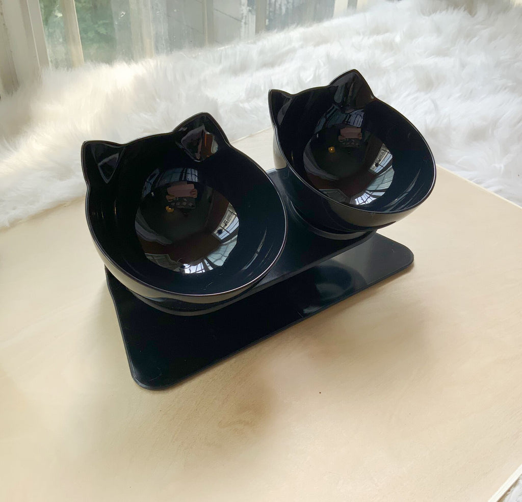 Cat Double Bowl Cat Food Bowl Protects Cervical Vertebra - Pawsentialshub