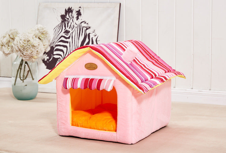 New Fashion Striped Removable Cover Mat Dog House Dog Beds For Small Medium Dogs Pet Products House Pet Beds for Cat - Pawsentialshub