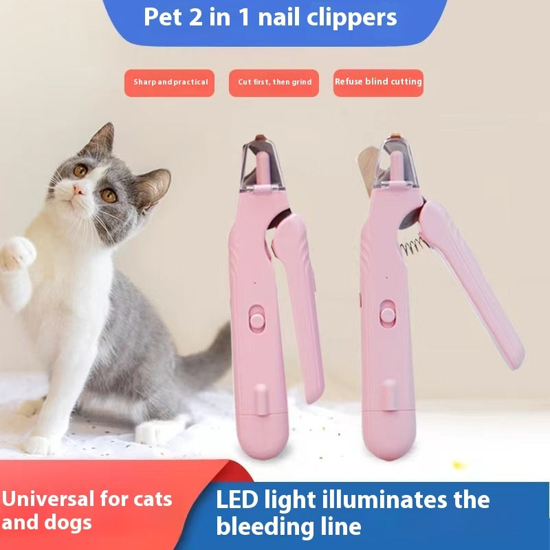 2 In 1 Pet Nail Clippers With Led Light Dog Cat Special Blood Line Scissors Multifunction Animals Paw Nail Trimmer Pet Supplies My Store