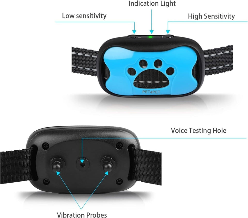 Anti Bark Collar Stop Dog Barking Sound Vibration S-M-L Adjustable Rechargeable Pawsentialshub