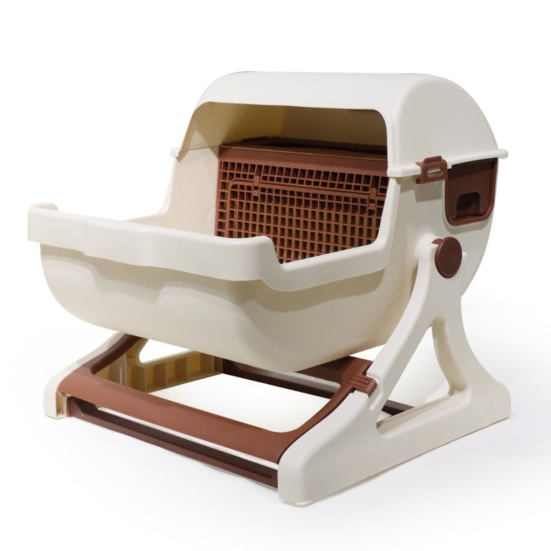 Open Tilting Cat Toilet Extra Large Semi-automatic Litter Box Pawsentialshub