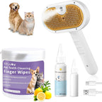 Universal Pet Steam Brush For Cats And Dogs 3-in-1 Spray Hair Removal Comb With Waterless Shampoo And Ear Towel,Tiktok, Amazon, Walmart Banned - Pawsentialshub