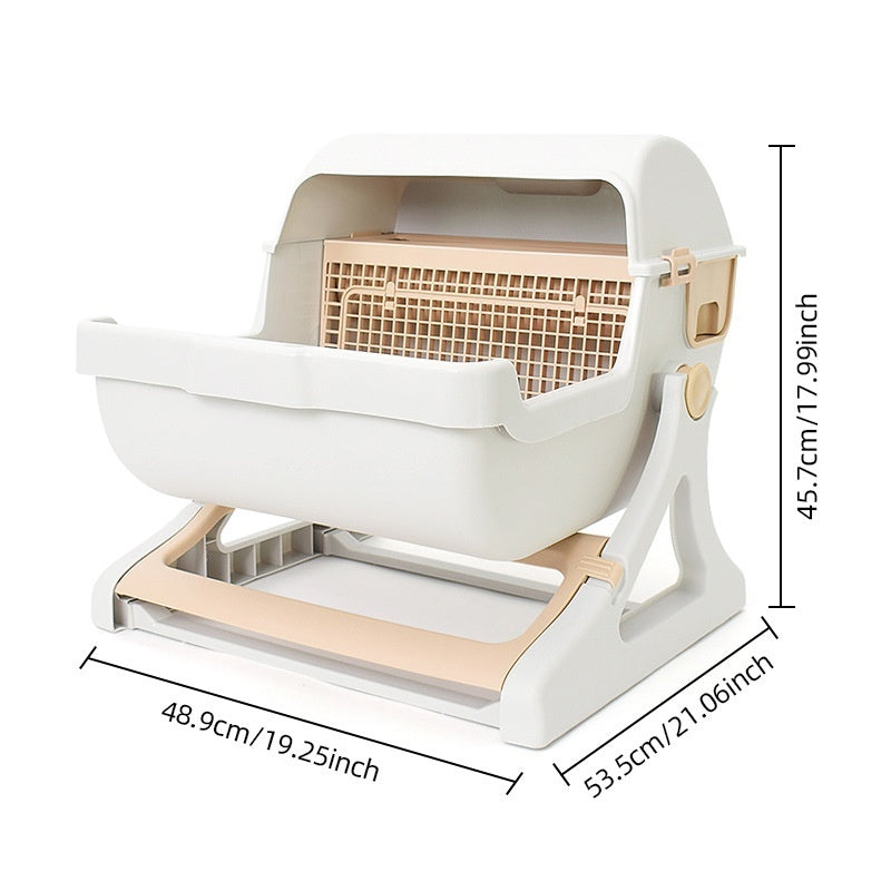 Open Tilting Cat Toilet Extra Large Semi-automatic Litter Box Pawsentialshub