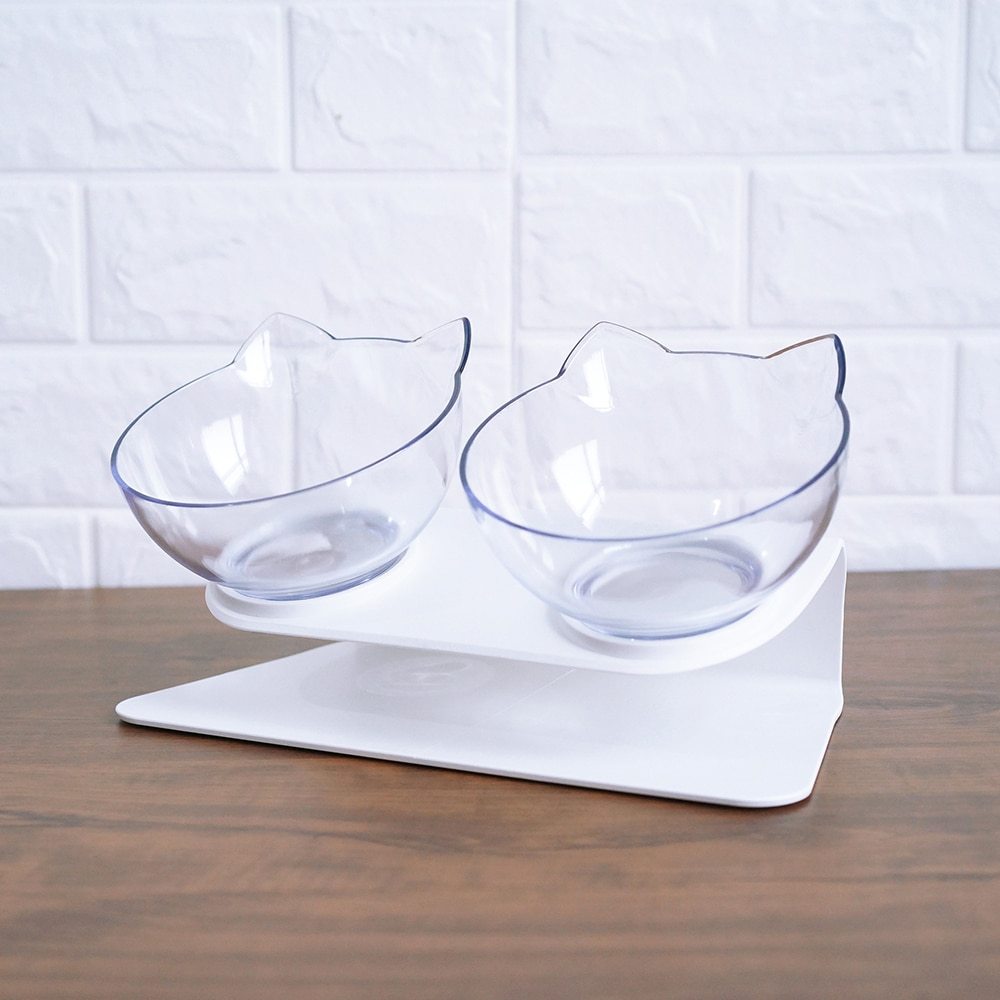 Cat Double Bowl Cat Food Bowl Protects Cervical Vertebra - Pawsentialshub