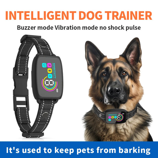 Smart Automatic Anti Barking Dog Collar Rechargeable Bark Stopper Stop Barking HD Digital Display IP67 Waterproof Collar For Dogs Pet Products - Pawsentialshub