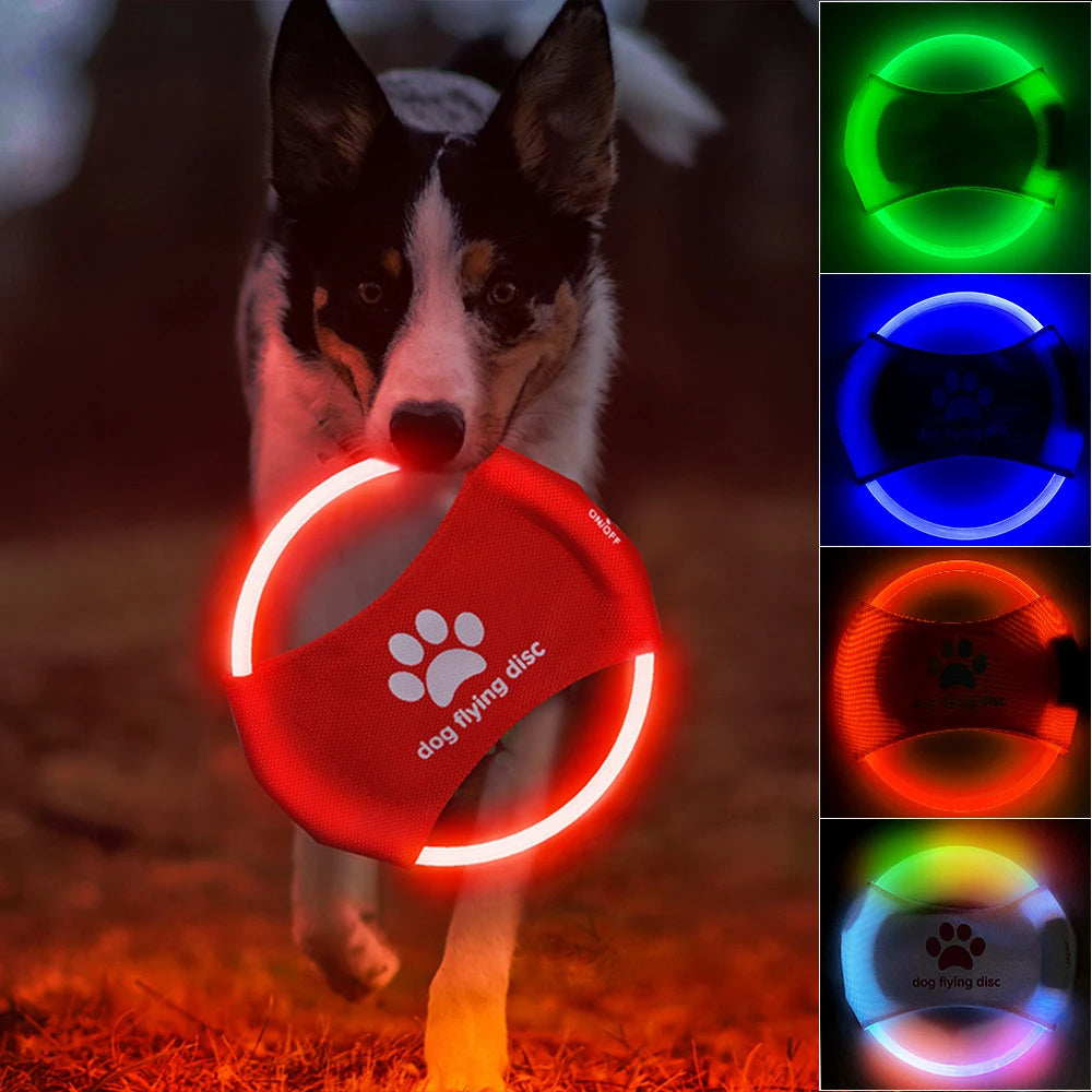 Dog Flying Discs Light Glowing LED LuminousTrainning Interactive Toys Game Flying Discs Dog Toy Pet Dog Accessories Pet Products - Pawsentialshub