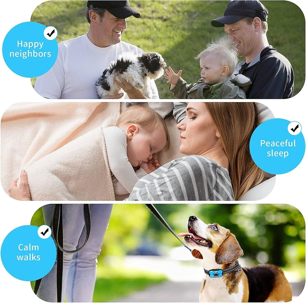 Anti Bark Collar Stop Dog Barking Sound Vibration S-M-L Adjustable Rechargeable Pawsentialshub