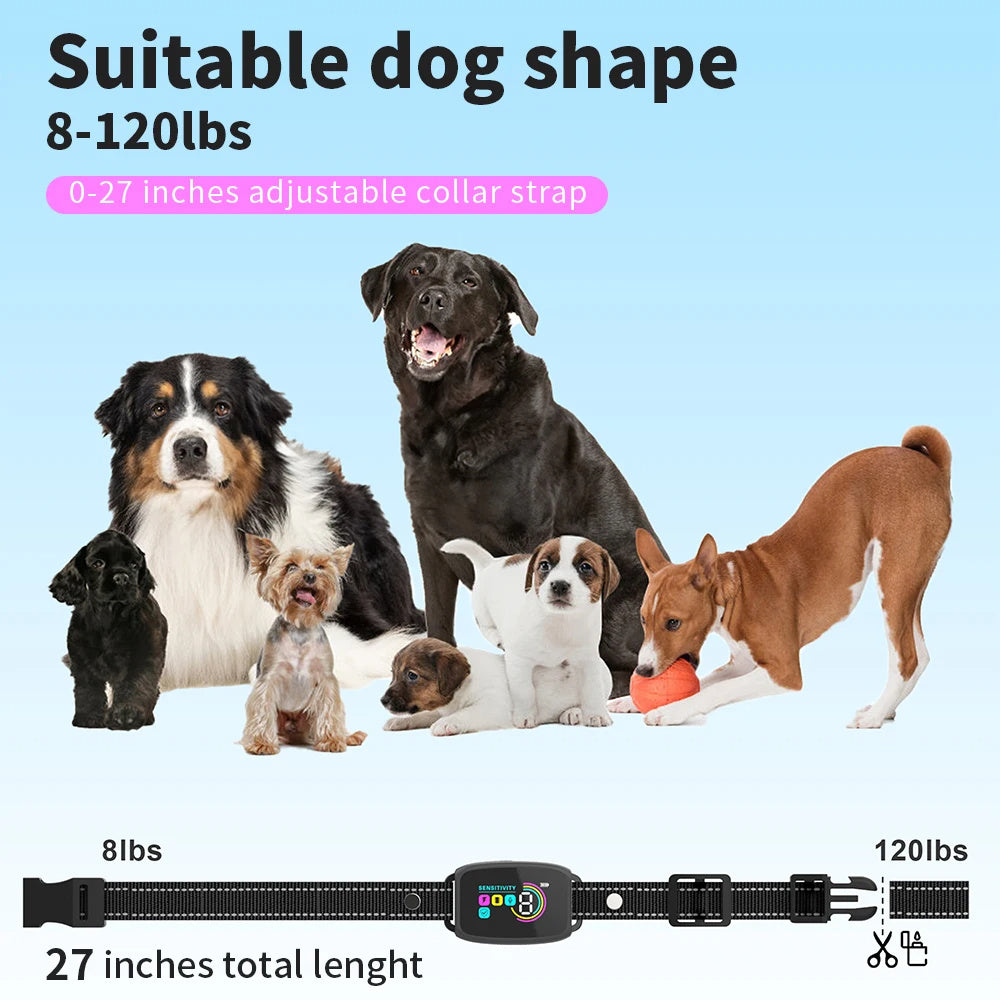 Smart Automatic Anti Barking Dog Collar Rechargeable Bark Stopper Stop Barking HD Digital Display IP67 Waterproof Collar For Dogs Pet Products - Pawsentialshub