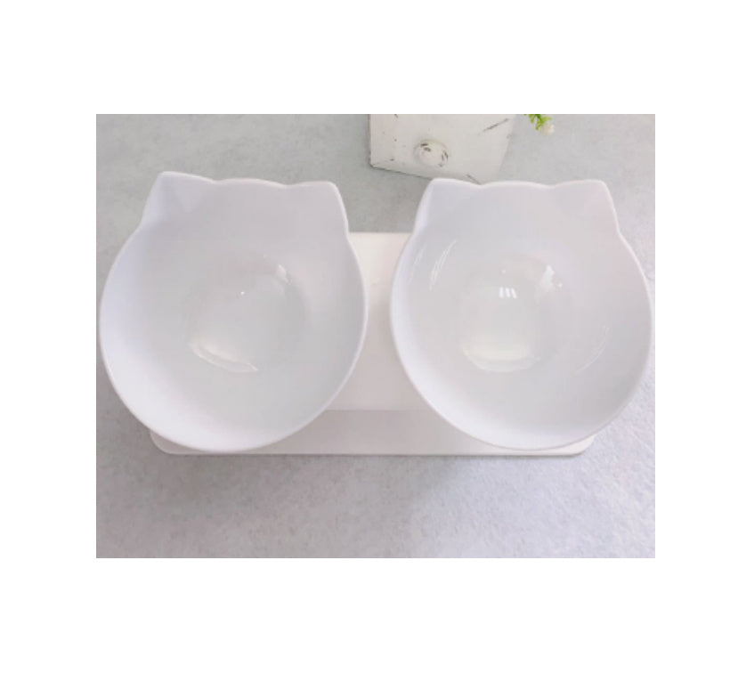 Cat Double Bowl Cat Food Bowl Protects Cervical Vertebra - Pawsentialshub