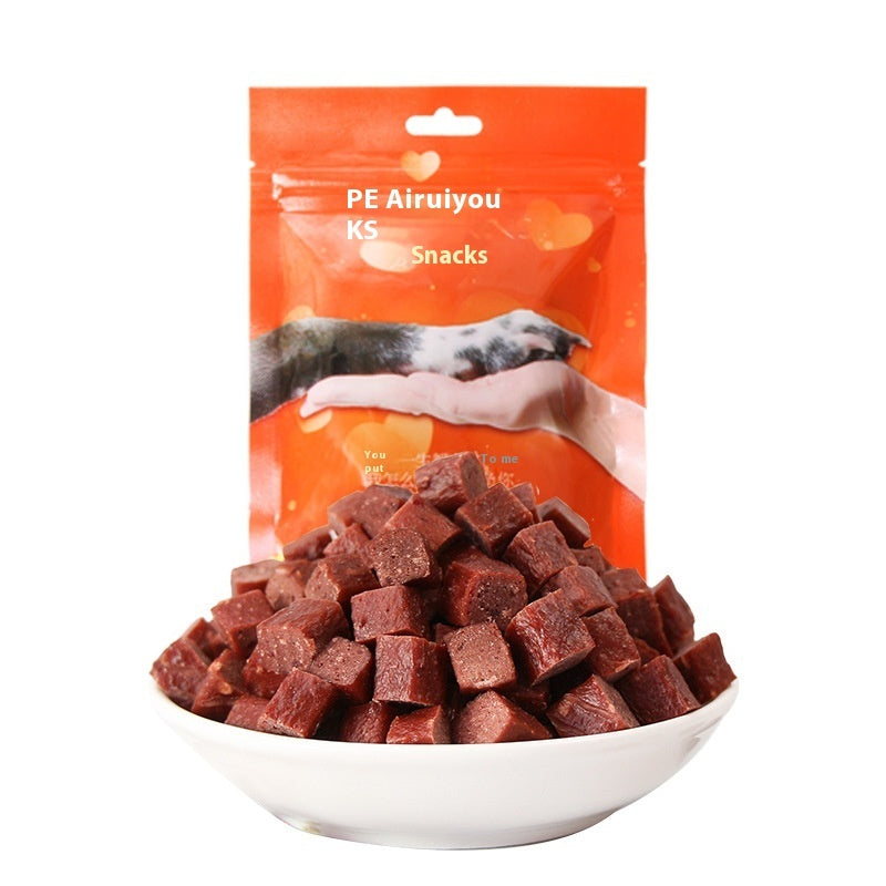 Dog Snacks Dried Beef Cubes Wholesale Pet Snacks Chicken Grain Dog Training Reward Teddy Meat Cube Manufacturer Pawsentialshub
