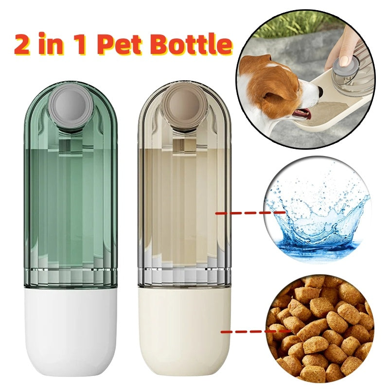 2 In 1 Pet Water Cup Segment Design Green Dog Walking Portable Drinking Cup Dog Feeding Supplies Pet Supplies Dog Walking Water Feeder Pets Products - Pawsentialshub