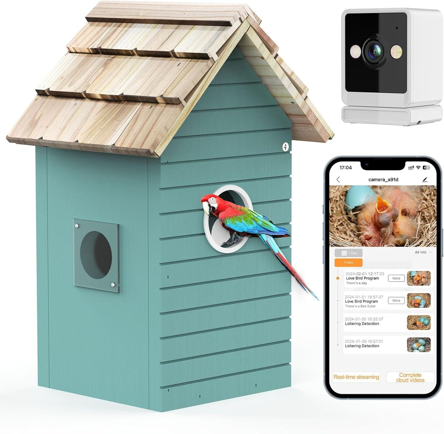Smart Bird House,Bird Feeder With Camera - Ai Bird Species Identification, 3MP HD Photos, Inside 2.4G-Wi-Fi,1.5In Focus, Blue Pawsentianshub