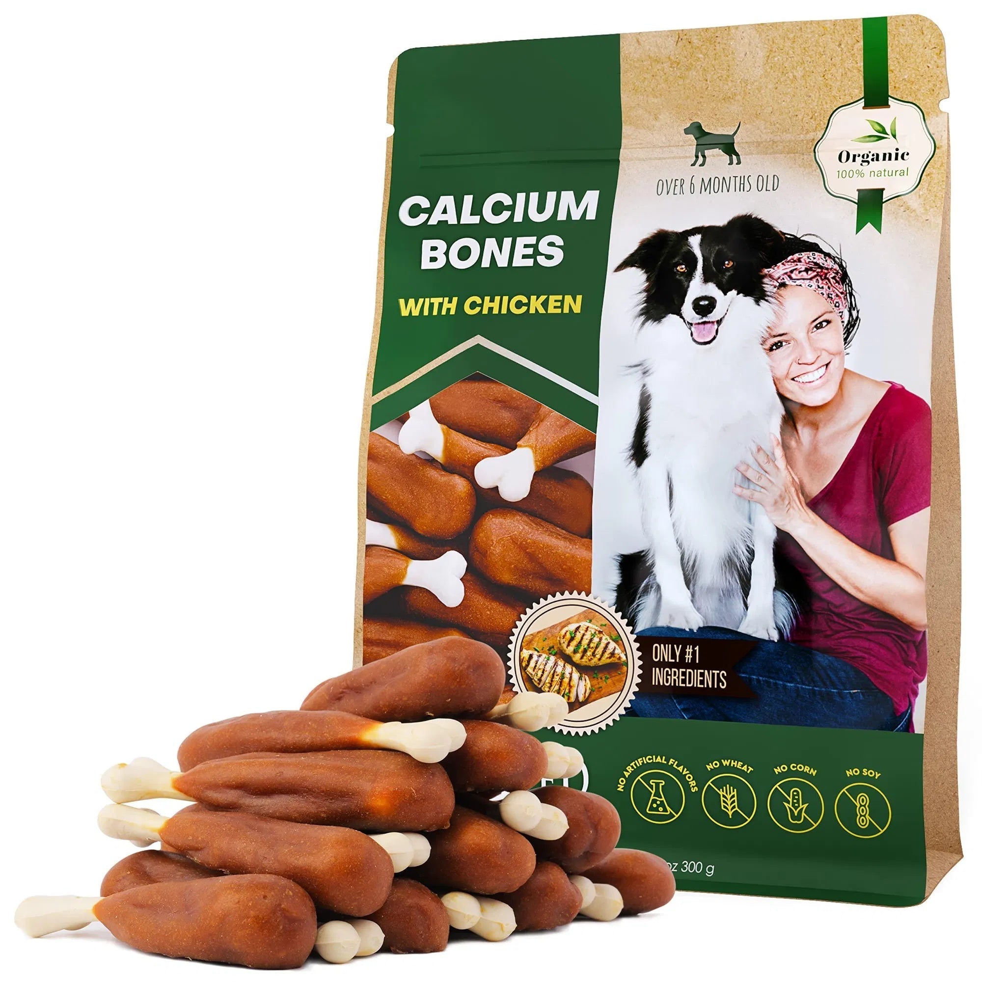 Dog Calcium Bones Wrapped Chicken & Rawhide Free Chew Treats Pet Healthy Dried Snacks Grain Free Organic Meat Chews For Training Small Large Dogs Pawsentialshub