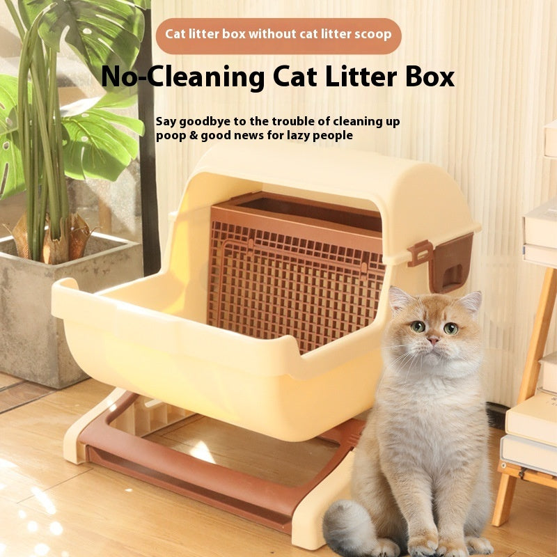 Open Tilting Cat Toilet Extra Large Semi-automatic Litter Box Pawsentialshub