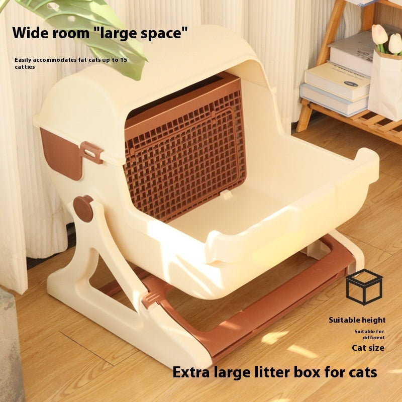 Open Tilting Cat Toilet Extra Large Semi-automatic Litter Box Pawsentialshub