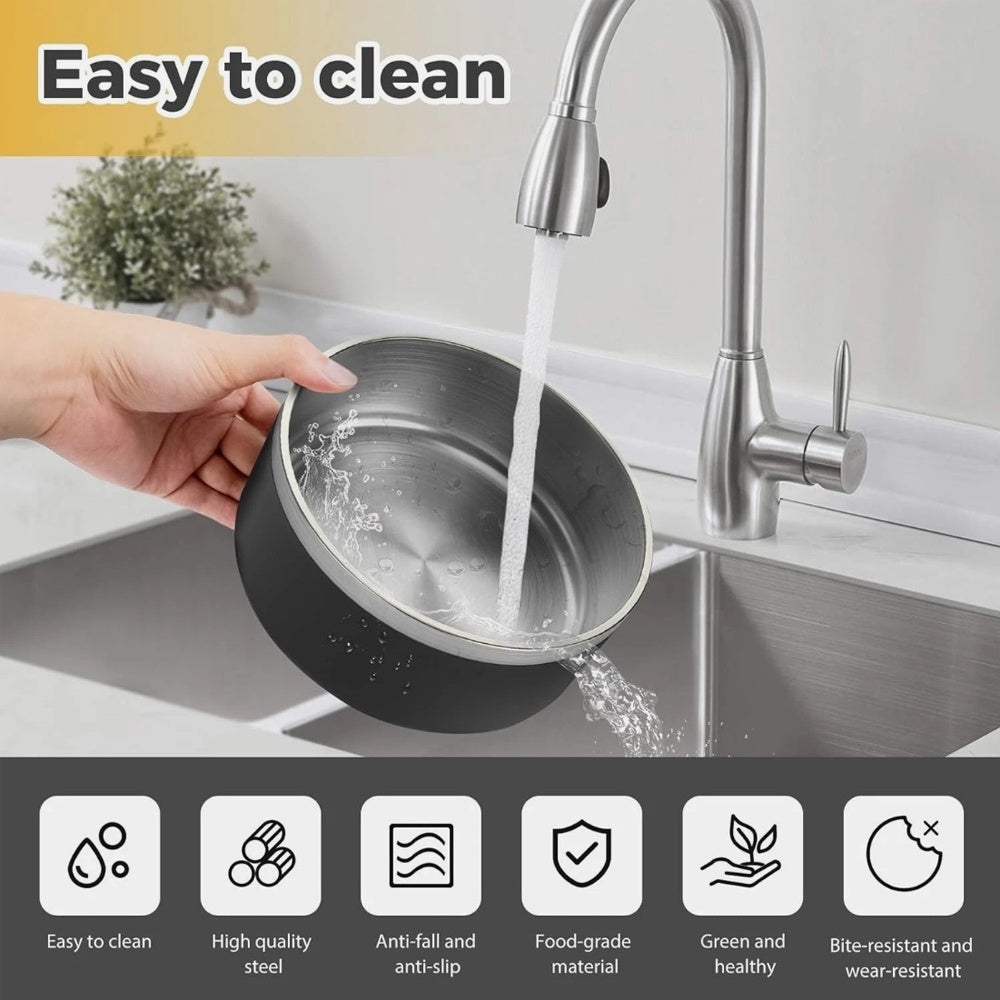 Dog Bowl, Stainless Steel Dog Food And Water Bowl With Non Slip Quiet Bottom, Easy To Clean, Dishwasher Safe, 42oz Pawsentialshub