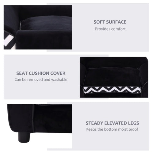 PawHut Dog Sofa Bed For XS-Sized Dogs, Cat Sofa With Soft Cushion, Pet Chair Lounge With Washable Cover, Removable Legs, Wooden Frame Pawsentianshub