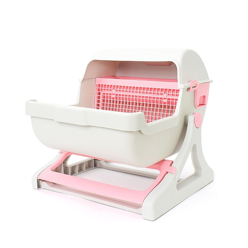 Open Tilting Cat Toilet Extra Large Semi-automatic Litter Box Pawsentialshub
