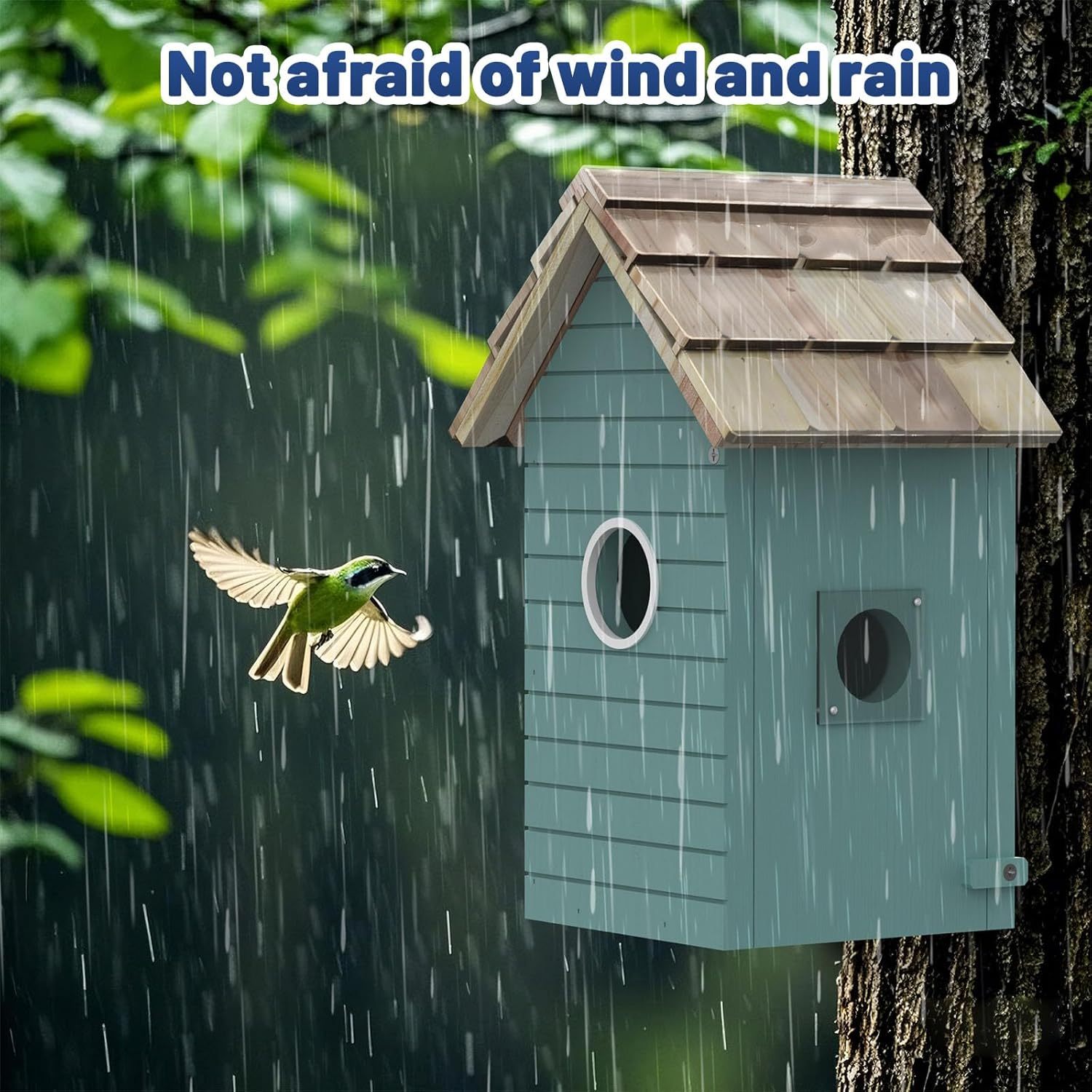 Smart Bird House,Bird Feeder With Camera - Ai Bird Species Identification, 3MP HD Photos, Inside 2.4G-Wi-Fi,1.5In Focus, Blue Pawsentianshub