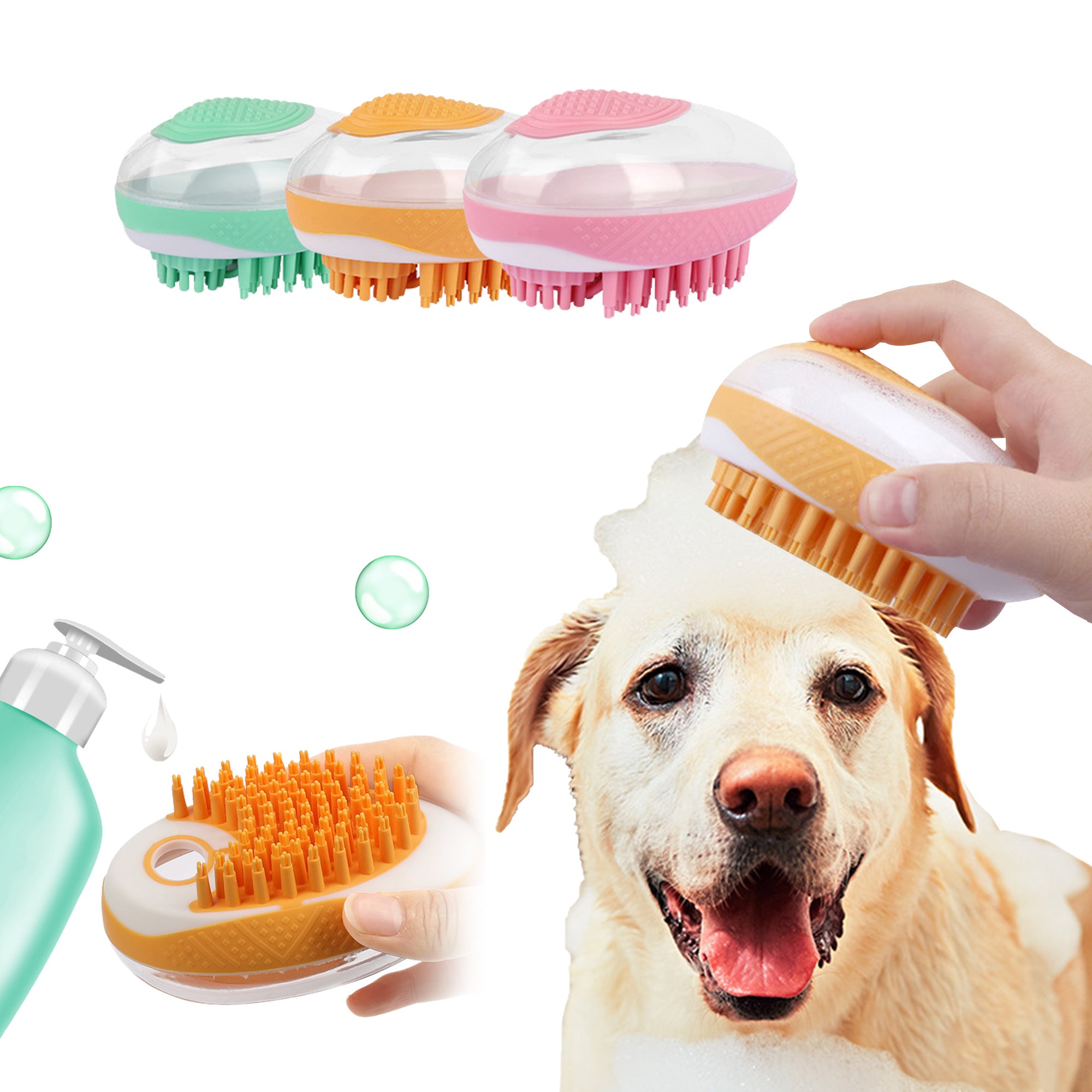Dog Cat Bath Brush 2-in-1 Pet SPA Massage Comb Soft Silicone Pets Shower Hair Grooming Cmob Dog Cleaning Tool Pet Products null
