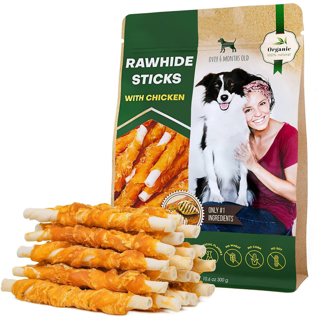 Dog Sticks Wrapped With Chicken & Pet Natural Chew Treats Grain Free Organic Meat & Human Grade Dried Snacks In Bulk For Training Small & Large Dogs Pawsentialshub