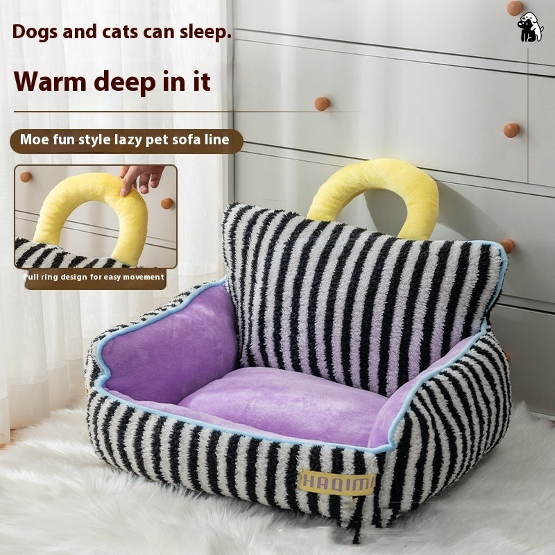 Pet Cat Kennel Striped Three-piece Pet Supplies - Pawsentialshub